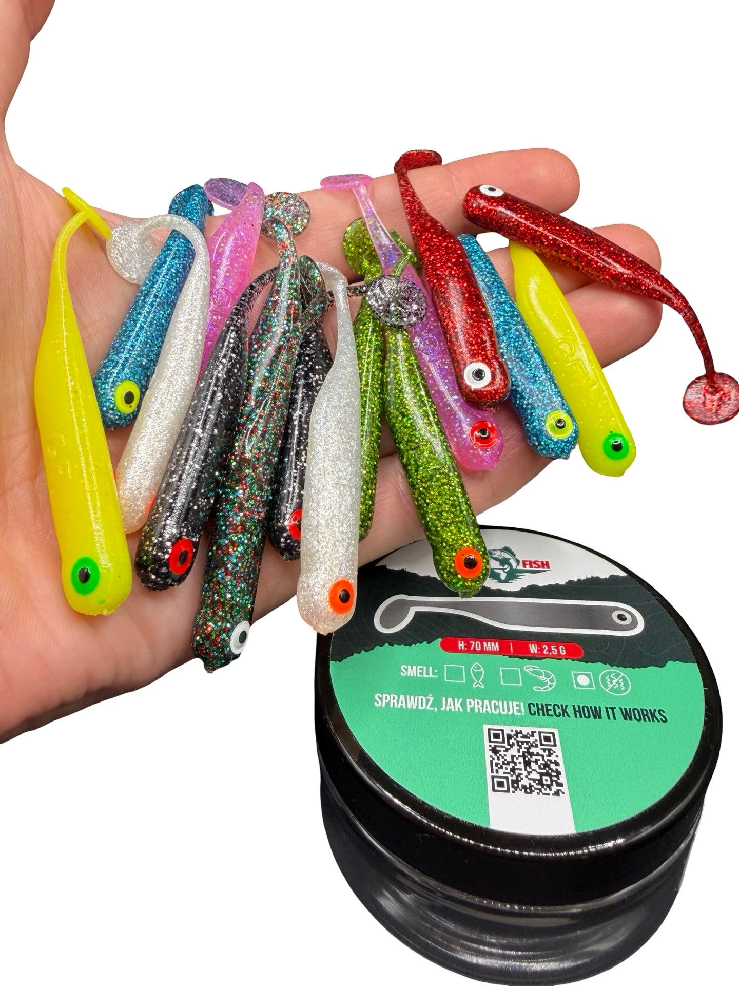 Guma GREAT FISH GF1 ZESTAW GUM NA OKONIA Multicolor No Scent 7cm 2,5g 16SZT