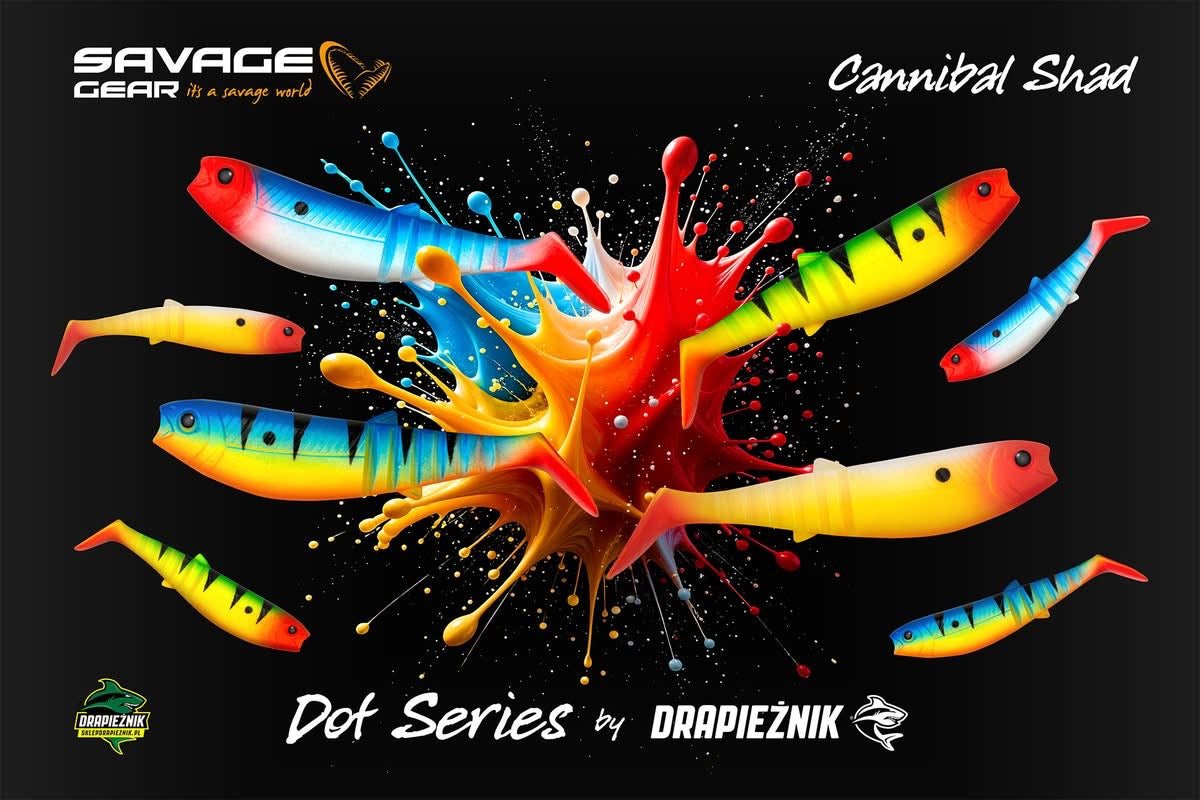LIMITOWANY ! Guma Savage Gear Cannibal 10cm - Fire Dot /EDYCJA DRAPIEŻNIK/ 1szt