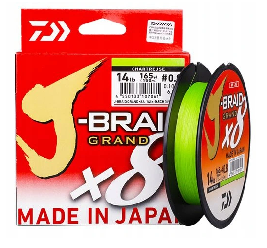0,13mm DAIWA PLECIONKA J-BRAID GRAND X8 CHARTREUSE 135m